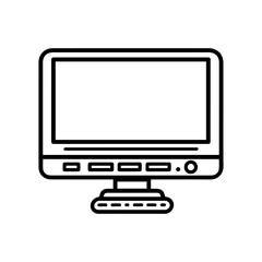 computer icon or modern line symbol. Vector line art and icon design with bold outline. Black and white Pixel Perfect minimalistic symbol isolated white background. Silhouette simple thin sign