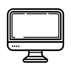computer icon or modern line symbol. Vector line art and icon design with bold outline. Black and white Pixel Perfect minimalistic symbol isolated white background. Silhouette simple thin sign