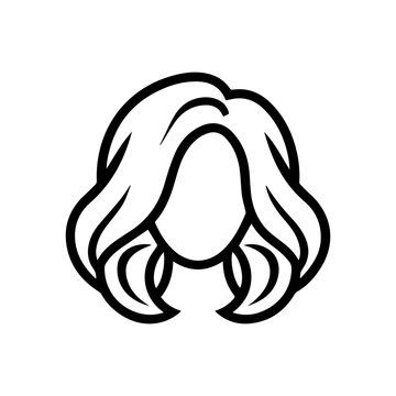 recommend clip art: wig icon or modern line symbol. Vector line art and icon design with bold outline. Black and white Pixel Perfect minimalistic symbol isolated white background. Silhouette simple thin sign