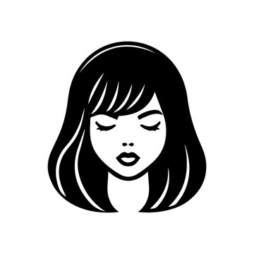 recommend clip art: wig icon or modern line symbol. Vector line art and icon design with bold outline. Black and white Pixel Perfect minimalistic symbol isolated white background. Silhouette simple thin sign