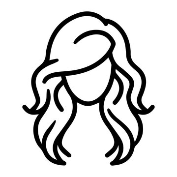 recommend clip art: wig icon or modern line symbol. Vector line art and icon design with bold outline. Black and white Pixel Perfect minimalistic symbol isolated white background. Silhouette simple thin sign