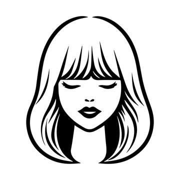 recommend clip art: wig icon or modern line symbol. Vector line art and icon design with bold outline. Black and white Pixel Perfect minimalistic symbol isolated white background. Silhouette simple thin sign