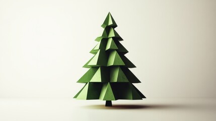 Obraz premium Christmas Tree Made of Simple Geometric Shapes on a White Background, Perfect for Modern Holiday Decor.