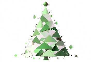 Obraz premium Christmas Tree Made of Simple Geometric Shapes on a White Background, Perfect for Modern Holiday Decor.