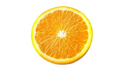 A juicy orange sliced in half isolated on a transparent background, PNG 