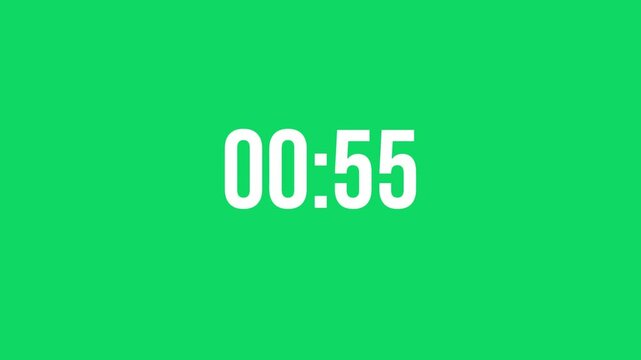 Timer conto alla rovescia di 60 secondi su sfondo verde