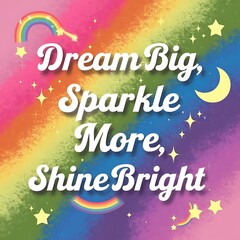 Dream Big, Sparkle More, Shine Bright T-shirt Design Motivational Quote, Illustartion,Typography,Banner,Poster
