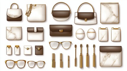 Stylish Accessories with Marble Patterns and Gold Accents