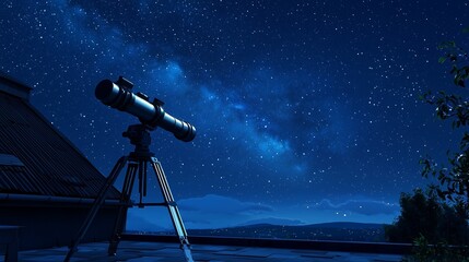 Telescope on Rooftop - Stargazing in Silence