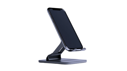 A phone stand with an adjustable angle and sleek design isolated on a transparent background, PNG 