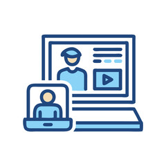 Online learning path with video lessons on laptop and smartphone