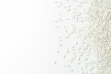 white background with grains of rice