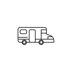Caravan trailor icon flat line symbol set.