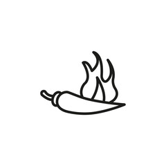 Chilli pepper icon flat line symbol set.