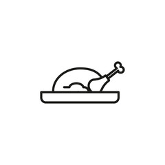 Chicken leg icon flat line symbol set.
