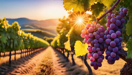 vineyard at sunset