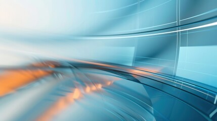 Abstract blue and orange curves on a soft gradient background