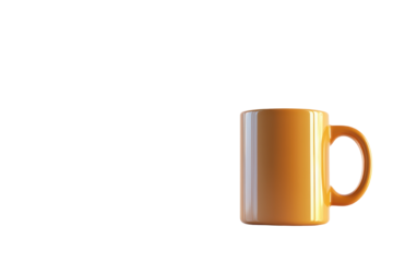 Orange ceramic mug on white background, ideal for coffee, tea, or hot beverages. isolated on transparent background.
