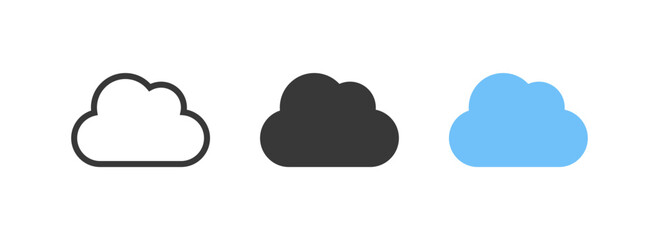 Cloud icon illustrations. Vector cartoon clouds in flat design. Clouds symbol