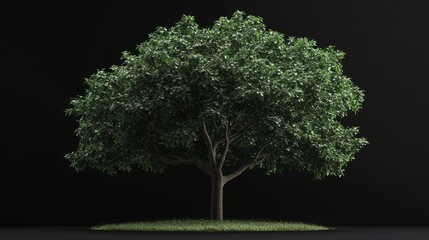 Solitary green tree isolated on white backdrop, with transparent background on black.