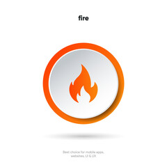 Fire flames icons collection. Red flame in abstract style on white background for UI UX website mobile app game operation system.