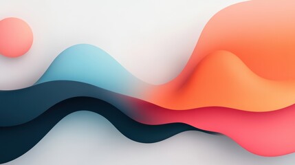 Abstract flowing color wave with orange and blue gradients.