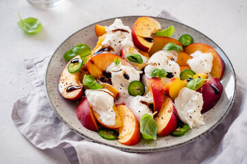 Fresh salad with Peaches and Buratta cheese