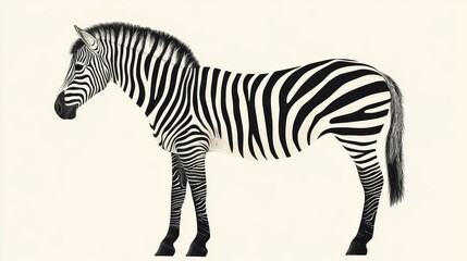 Fototapeta premium Striped equine illustration featuring black and white zebra pattern.