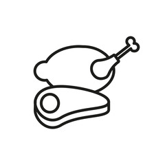 Meat icon flat line symbol set.