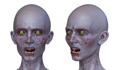 女性ゾンビの顔　3DCGレンダリング