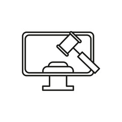 Online court icon flat line symbol set.