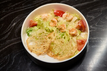 Delicious Fresh Shrimp Salad Featuring Crisp Vegetables and Tasty Cheddar for a Gourmet Experience