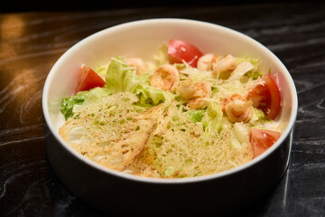 Delicious Fresh Shrimp Salad Featuring Crisp Vegetables and Tasty Cheddar for a Gourmet Experience