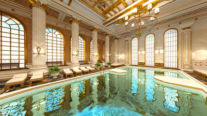 屋内プール　3DCGレンダリング