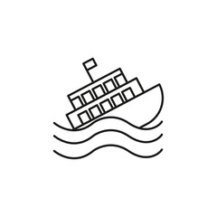 sinking icon flat line symbol set.