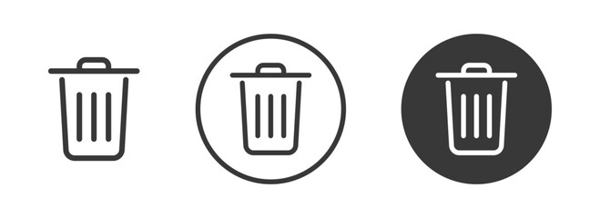 Flat trash, delete, recycle, cleaning, clean, erase, cross vector icon, symbol, sign, emblem, button, push button on white background for UI UX, website, mobile app.