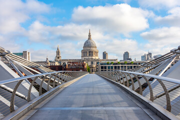 St. Paul's cathedral seen from Millennium bridge, London, UK