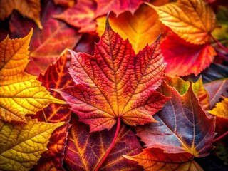 Stunning Macro Photography of Modern Fall Autumn Leaves Vertical Background, Vibrant Colors and Textures, Perfect for Seasonal Decor, Nature Lovers, and Autumn-Themed Designs