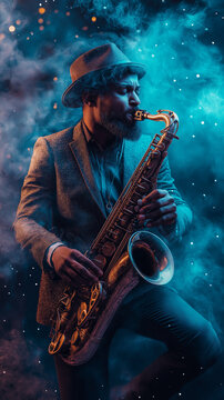 Muzyk jazzowy z saksofonem
