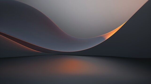 Abstract minimalist background with wavy shapes in orange and gray tones creating an elegant and modern design