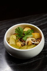 A Delicious and Colorful Vegetable Salad Created with Fresh Herbs and Spices for Flavor