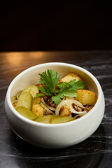A Delicious and Colorful Vegetable Salad Created with Fresh Herbs and Spices for Flavor