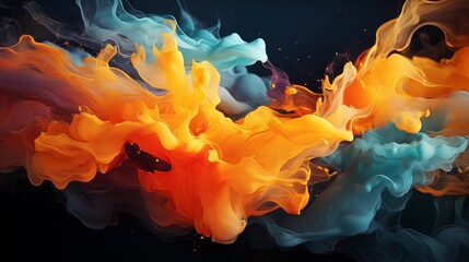 Obraz premium Abstract orange and blue splash background with space