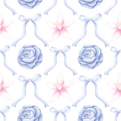 Aesthetic Floral seamless pattern background. For fabric, packaging paper, scrapbooking.