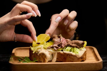 Enjoy a delicious gourmet sandwich made with the freshest ingredients, perfect for food lovers