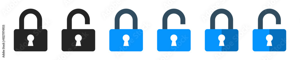 Poster lock icon set. locked and unlocked icon , privacy, secure, private, security icons - padlock icon bu