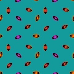 Cartoon Halloween monsters eyes seamless autumn pattern for wrapping paper