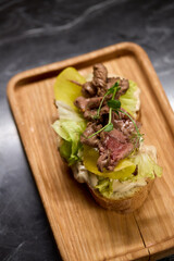 Enjoy a delicious gourmet sandwich made with the freshest ingredients, perfect for food lovers