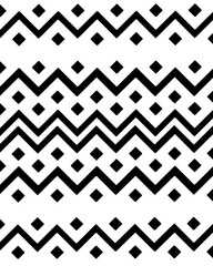 Monochrome Zigzag and Diamond Geometric Pattern. Fashionable Background Design. Illustration