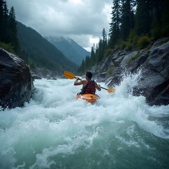 kayaking in the river